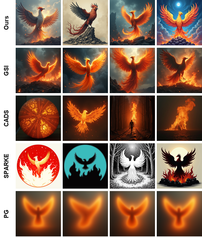 A phoenix rising from ashes