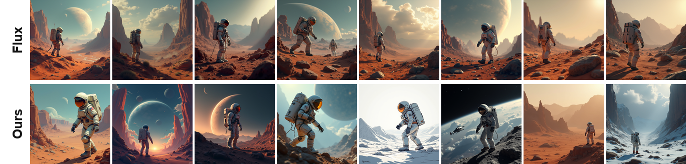 An astronaut exploring the terrain of an alien planet