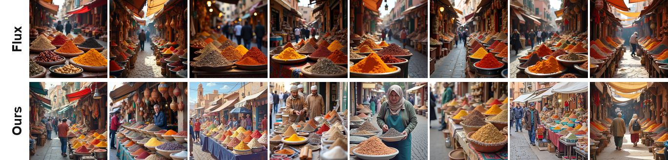 A bustling street market in Morocco with colorful spices