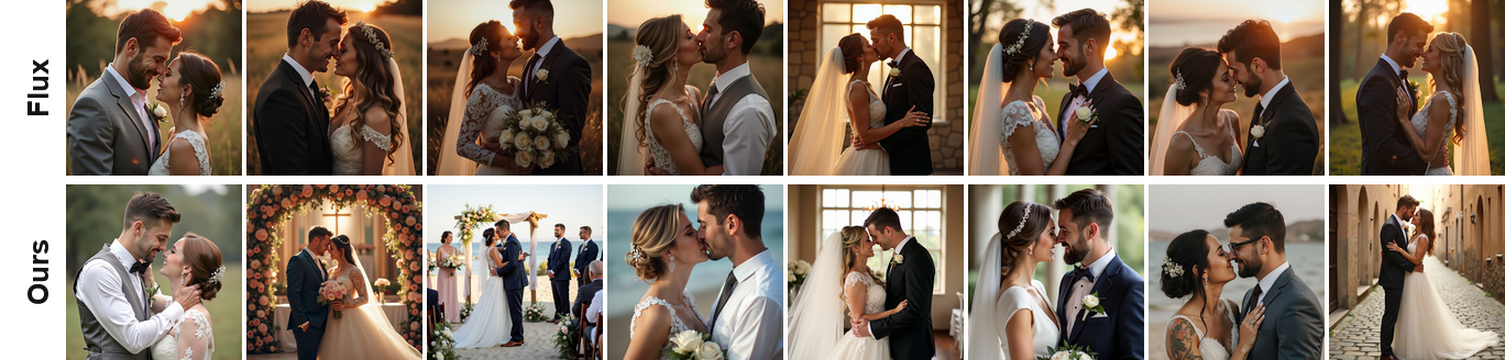 A wedding couple sharing a romantic moment